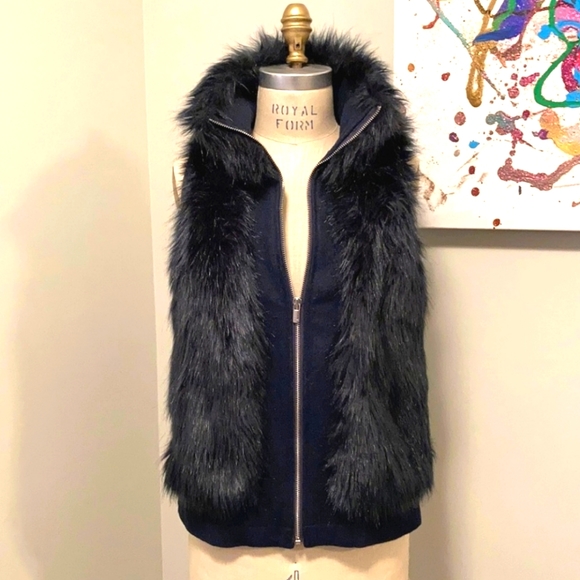 Tommy Hilfiger Faux Fur Wool Vest - Picture 1 of 5